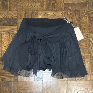 POPFLEX Black Sheer Layered Skirt with Bow